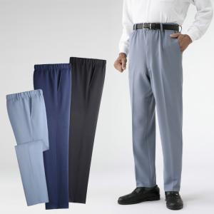 シニアファッション 80代 メンズ日本製 裏綿らくらくジャージースラックスパンツ 3色組 股下60cm/65cm/70cm｜tc-mart