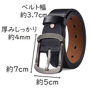 ベルト メンズ レザー 本革 黒 無地 シンプ...の詳細画像3