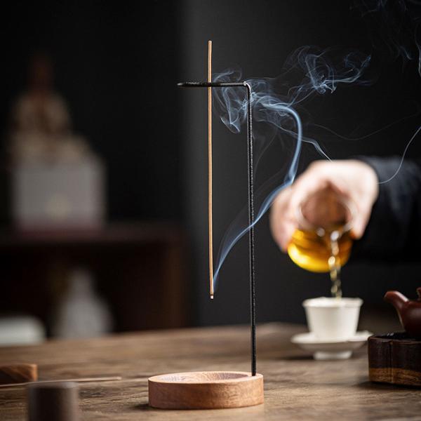 お香立て 線香立て 香炉 インセンスホルダー アポテーケ対応 吊り下げ式 ハンギング モダン 木皿 ...