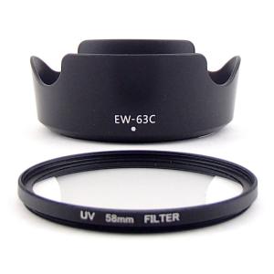 Canon キャノン レンズフード EW-63C 互換品＆58mmレンズ保護フィルター