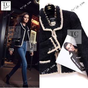 CHANEL シャネル ニットカーディガン ジャケット ネイビー サイズ38 中古・古着通販】CHANEL (シャネル) クローバー＆ココマーク刺繍ニット