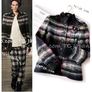 CHANEL シャネル コート グレー ブラック ライオン ボタン コットン  