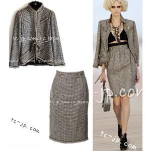 【美品✨】CHANELシャネル★ ツイード★スカート★カシミヤ★膝丈★34 スカート - カシミヤ、ブラック & ライトベージュ — ファッション