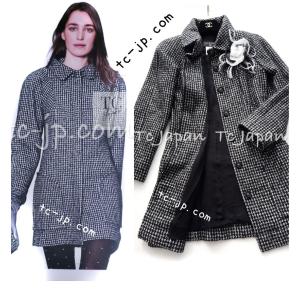 CHANEL シャネル コート グレー ブラック ライオン ボタン コットン  