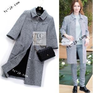 極美品　CHANEL シャネル　サマーニット　コットン　ジャケット　ネイビー　白 CHANEL（シャネル） ワンピース 女優着 ネイビー 紺 CCロゴ刺繍