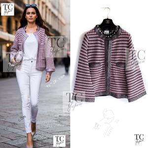 シャネル セーター CHANEL ダーク ネイビー マゼンタ ホワイト CC ロゴ カシミア100% カール・ラガーフェルド 人気 超美品 34 36 CHANEL（シャネル） セーター ダーク ネイビー マゼンタ ホワイト CC