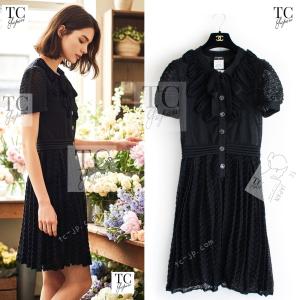 CHANEL プリーツ半袖ワンピース ブラック サイズ34 CHANEL（シャネル） 【超美品】シャネル 2023SS ココマーク 半袖