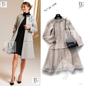 HERMES（エルメス） ダブルフェイス コート カシミヤ レザー ホワイト