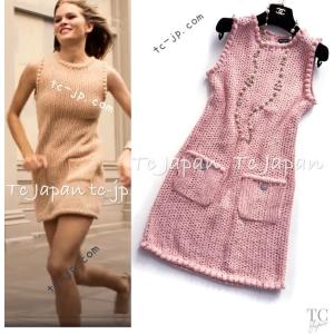 極美△CHANEL シャネル P50967 コットン ココマークボタン フレンチスリーブ ツイード ワンピース アイボリー ブラック レッド 36 正規品 CHANEL（シャネル） 極美△CHANEL P50967 コットン ココマークボタン