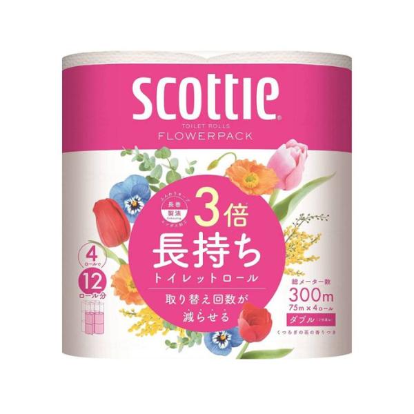 【翌日配送15時】【日本製紙クレシア】スコッティ フラワーパック3倍長持ち ダブル  1ケース：4ロ...