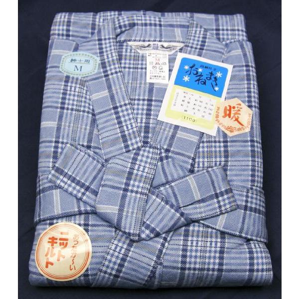 ねまき キルトおねまき 紳士用 Ｍ・Ｌ サックス 暖かねまき 日本製