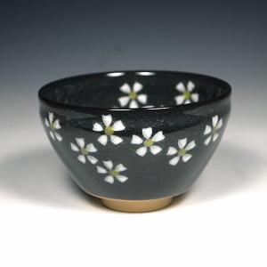 （茶道具/抹茶茶碗） 花ちらし 小茶碗　黒色