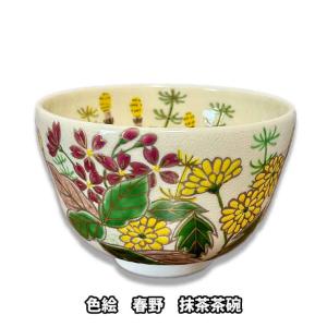 茶道具 京焼清水焼 抹茶茶碗 色絵 春野茶碗 加藤永山作