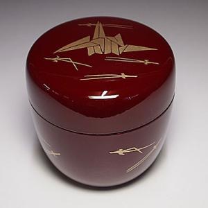 【茶道具】溜塗千筋端反箸洗　七宝（紙箱）　○ 茶道具/薄茶器） 溜塗 七宝蒔絵 プラスチック中棗 紙箱入り : お