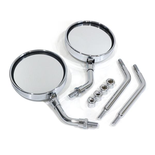 バックミラー バイク メッキ Z1 Z2 ZIIタイプ ショート &amp; ロング ステー付属 M10 正...