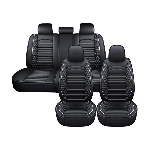 汎用 レザー シートカバー 白 ホワイト 運転席 助手席 2列目 前後席 被せるタイプ 日産 スカイ...