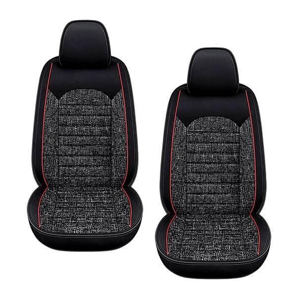 汎用 シートカバー 2席セット ブラック 黒 リネン クライスラー 200 JS フロント 運転席 ...