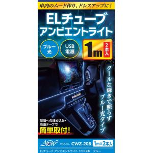 アセントワールド　CWZ-208 ELチューブライト アンビエントライト 1M×2 ブルー USB電...