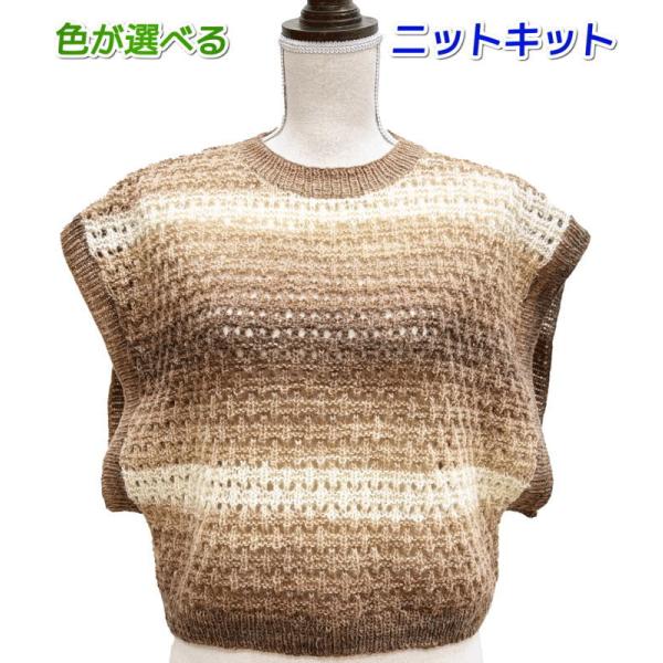 毛糸 アンゴラゴールドバティック・アンゴラゴールドで編む地模様のベスト セット 編み物キット