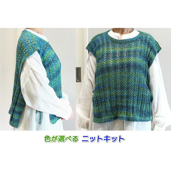●編み針セット● コットン１００％のメヒコで編むサイドリボンのベスト 毛糸 夏糸 編み物キット