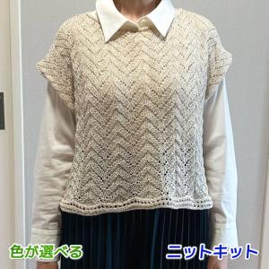 毛糸 夏糸 シシリーで編む透かし模様のプルオーバー セット 編み物キット｜teamiohenya