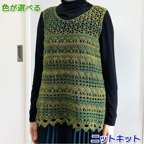 ●編み針セット● 毛糸 夏糸 エコールドパリで編むかぎ針編みのチュニックベスト 編み物キット