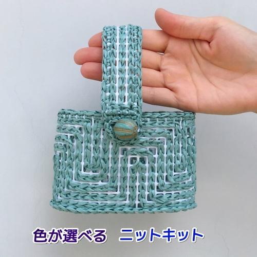 ●編み針セット● エコアンダリヤで編むコの字模様のミニバッグ 手編みキット ハマナカ 編み図