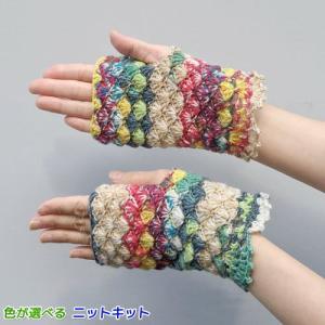 オパール毛糸で編むかぎ針編みのエレガントな指なし手袋 Opal毛糸 毛糸で作る小物 セット｜teamiohenya