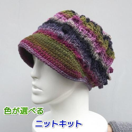 毛糸 野呂英作のくれよんで編むアラン模様が素敵なキャスケット セット 帽子 編み物キット