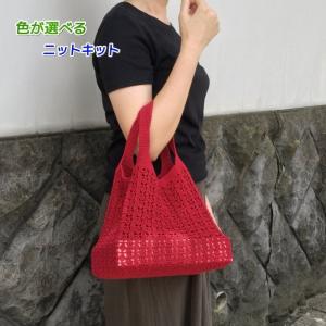 毛糸 アプリコで編むなつめ模様のバッグ エコバッグ