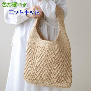 ●編み針セット● 毛糸 夏糸 エコアンダリヤで編むジグザグ模様のバッグ 編み物キット｜teamiohenya