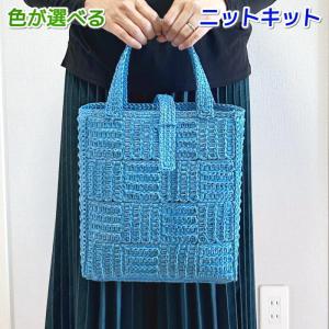 コの字模様のネット編みつけバッグ 編み図付 編み物キット 毛糸の