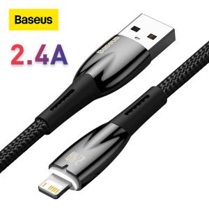 Baseus-iPhone 2.4aモバイルケーブル LEDインジケーター付き高速充電コード iPhone 13 12 11 pro max ipad用