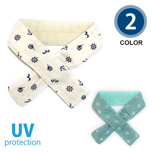 キッズひんやりネックマリン柄 キッズ クールネック マリン柄 熱中対策 ネックカバー 通しマフラー ...