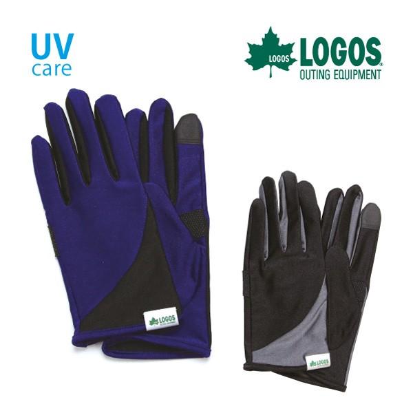 UV対策  LOGOS ストレッチ 五指 スマホ対応 滑り止め付き メンズ