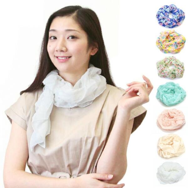 さらり軽やか フリル風 シフォン スカーフ レディース ネックカバー UV UV対策 日よけ 日焼け...