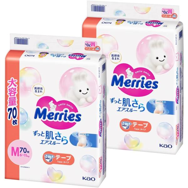 【テープ Mサイズ】メリーズさらさらエアスルー (6~11kg)140枚 (70枚×2) [ケース品...