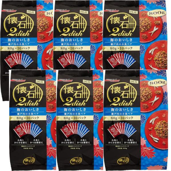 ペットライン 【6セット】ペットライン 懐石2ｄｉｓｈ キャットフード 瀬戸内の小魚ペア 800ｇ(...