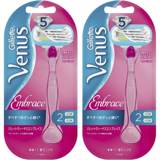 P&amp;G 2個セット ヴィーナス 女性用カミソリ エンブレイス5 ピンク色 本体×2個 広島倉庫