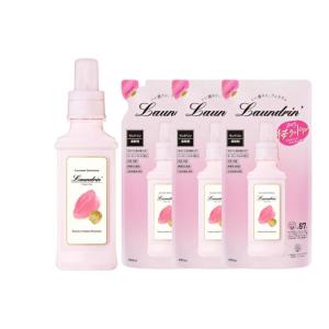 【セット買い】ランドリン サクラチェリーブロッサムの香り2025 柔軟剤 本体600ml & 詰め替え480ml×3　青森倉庫｜Tech-In ヤフー店