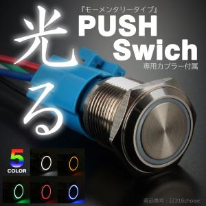 プッシュスイッチ 18Φ LEDリング付き モーメンタリータイプ 配線付き専用カプラー付属｜tech