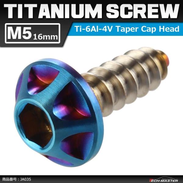 64チタンネジ M5×16mm カッティングヘッド タッピングネジ 六角穴付き 焼きチタンカラー ダ...