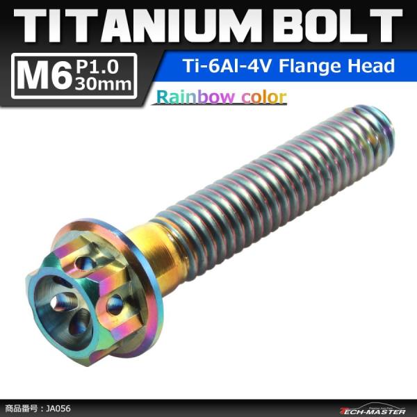 64チタンボルト M6×30mm P1.0 ホールヘッド 六角ボルト フランジ付 焼きチタンカラー ...