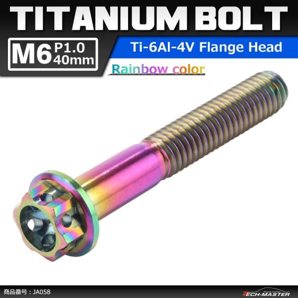 64チタンボルト M6×40mm P1.0 ホールヘッド 六角ボルト フランジ付 焼きチタンカラー ...