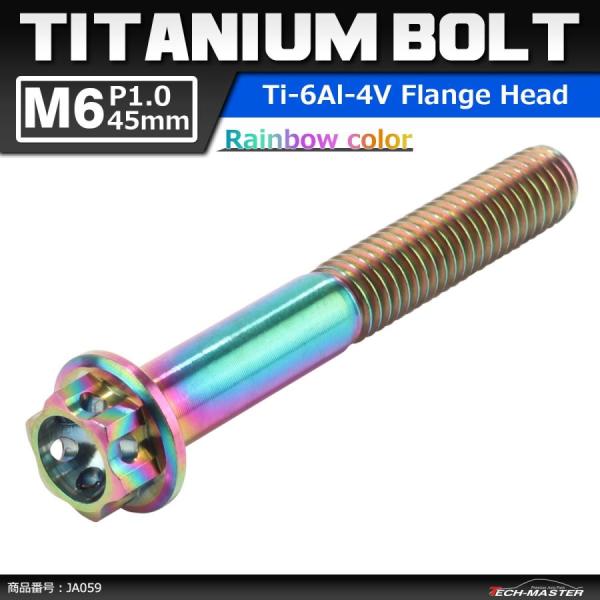 64チタンボルト M6×45mm P1.0 ホールヘッド 六角ボルト フランジ付 焼きチタンカラー ...