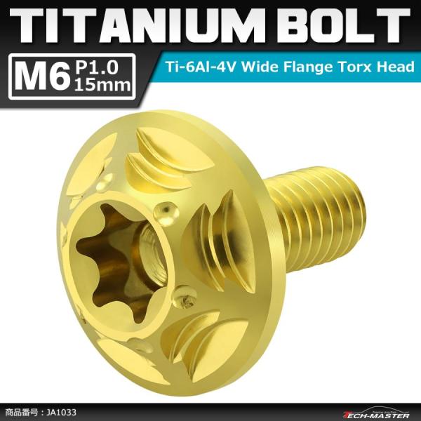 64チタンボルト M6×15mm P1.0 頭部径16mm ワイドフランジ トルクス穴 ボタンボルト...