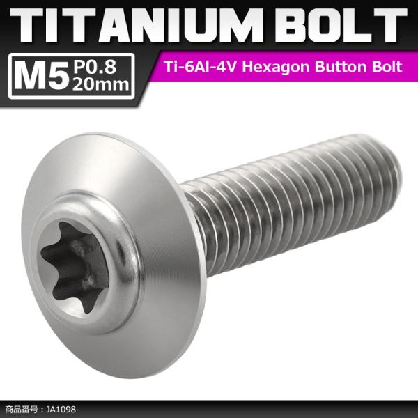 64チタンボルト M5×20mm P0.8 頭部径12mm テーパー ホールヘッド トルクス穴 ワイ...