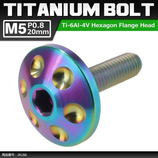 64チタンボルト M5×20mm P0.8 頭部径18mm 六角穴 ホールヘッド ボタンボルト 焼き...