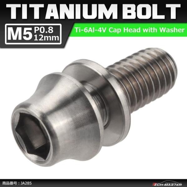 64チタンボルト M5×12mm P0.8 ワッシャー組込 六角穴付き テーパーキャップボルト シル...