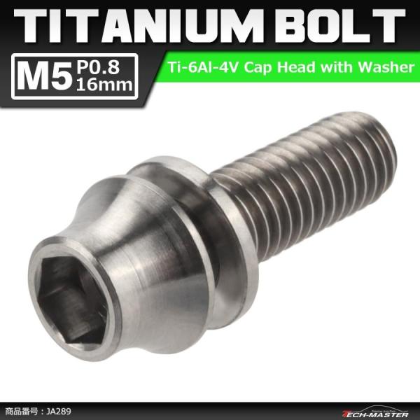64チタンボルト M5×16mm P0.8 ワッシャー組込 六角穴付き テーパーキャップボルト シル...